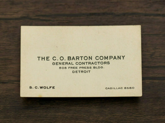 Sylvestor Wolfe's Business Card