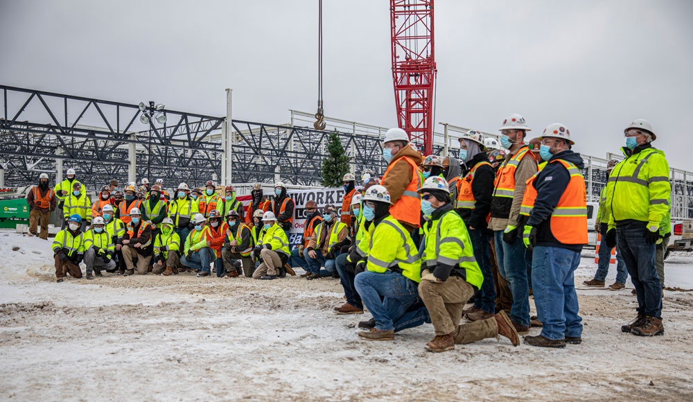 Ironworkers Celebrate Steel Topping Out on Ultium Cells Spring Hill